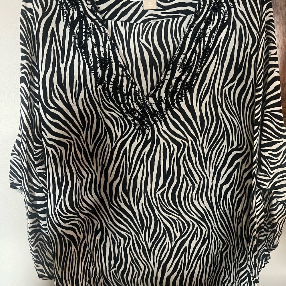 Michael Kors Black and White Zebra Blouse